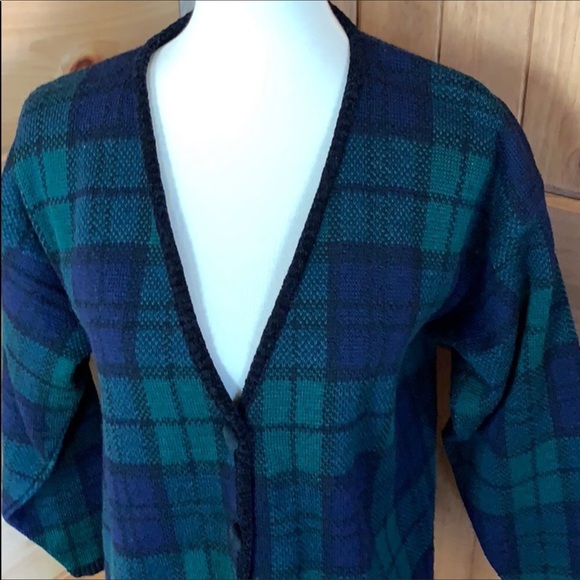 green plaid cardigan